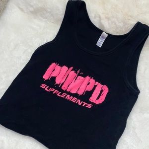 PUMP’D supplements black and pink racer-back tank